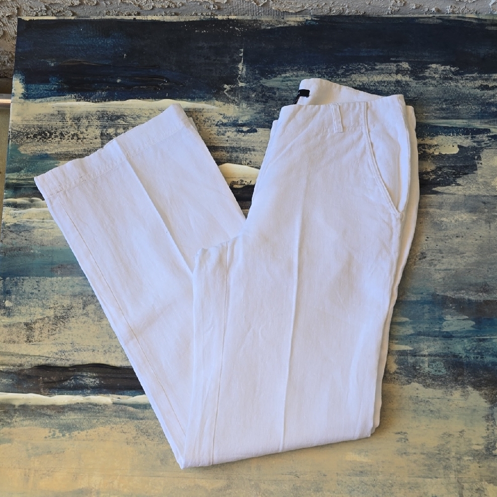 Etcetera, Womens's White Linen Pants, Sz 2